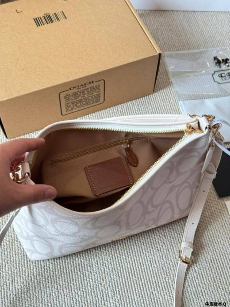Coaach Laurel Premium Leather Shoulder Bag With OG Box & Dust Bag & Charm (Beige - 1206)