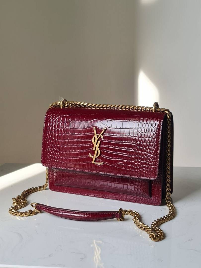 Ysl sunset Crocodile Skin 2504 Shoulder Bag With Original Box & DustCover