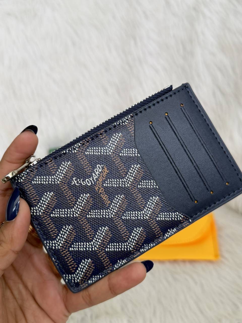Goyarrd GO-1 Blue Bourbon Zip Card Case Wallet With Original Box & DustCover