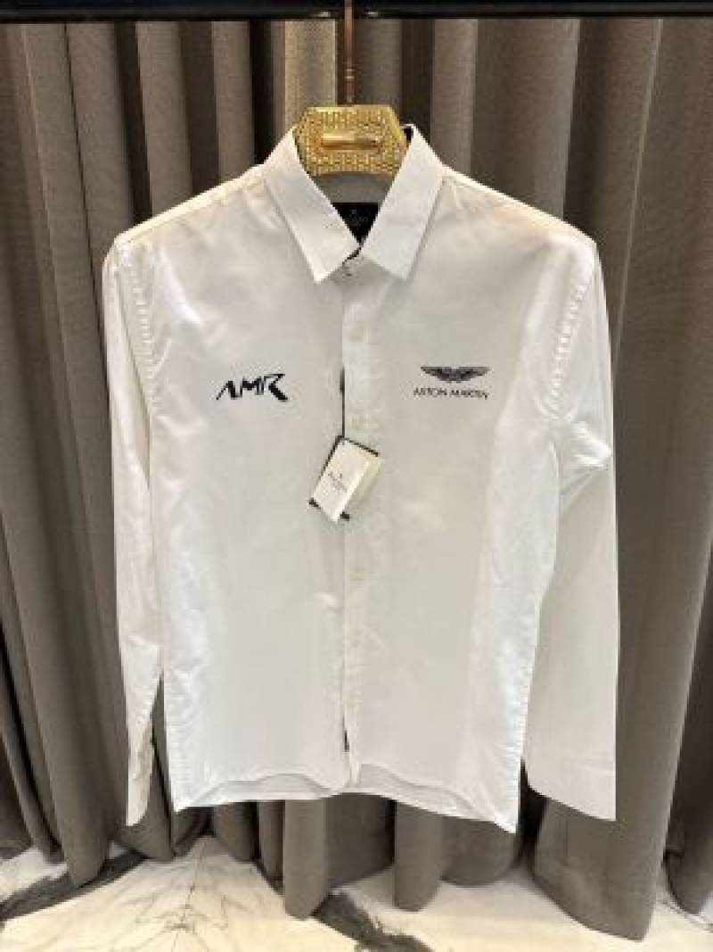 Hackett Aston Martin Chest Logo Full Sleeves Shirt White