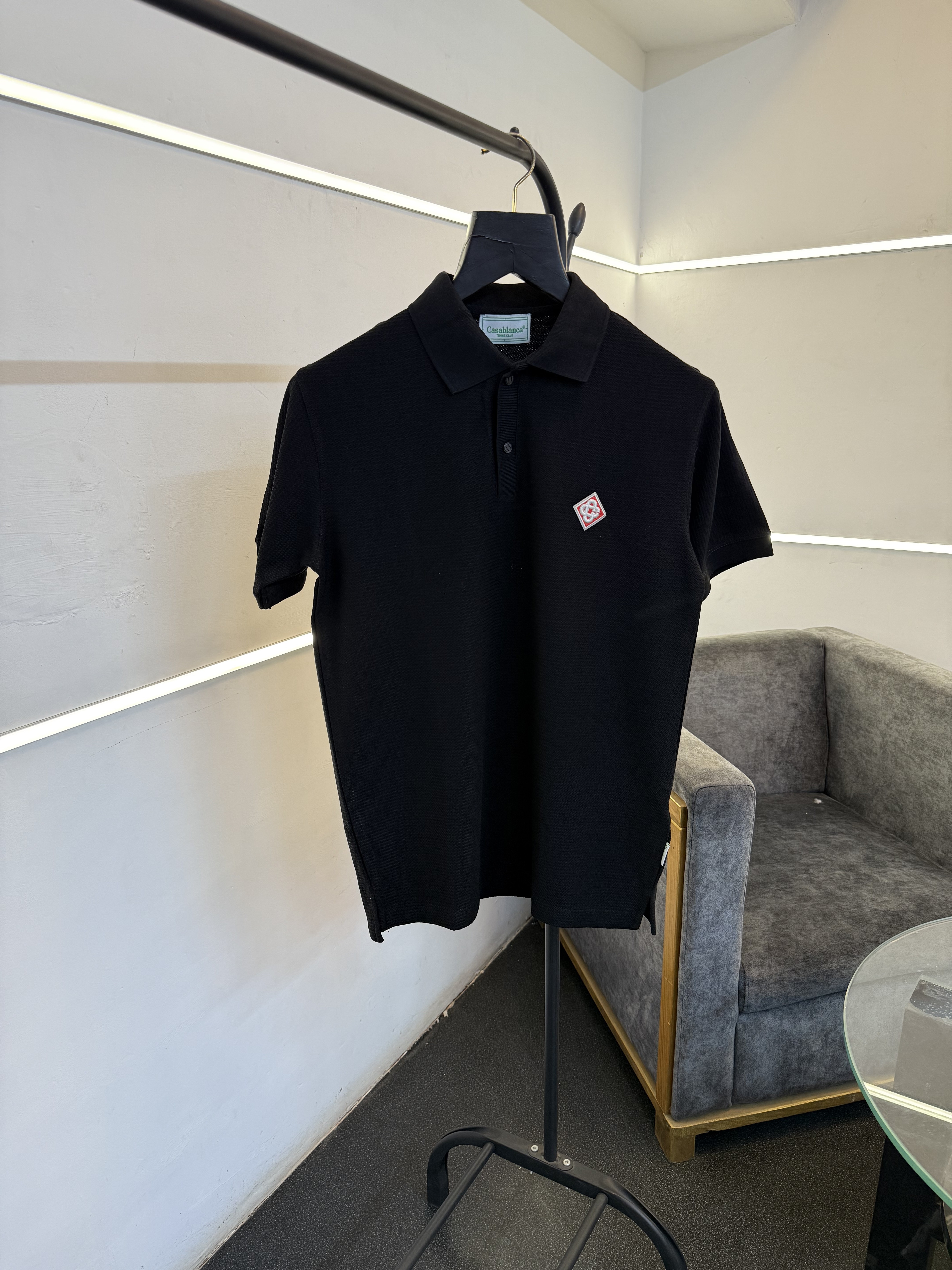Casablanca black imported knitted fabric polo tshirt sale