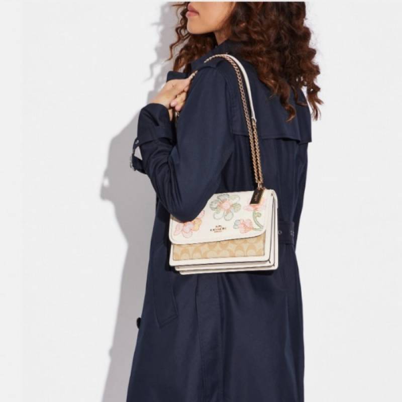 Coaach Klare Floral Signature Crossbody Bag With OG Box & Dust Bag (Floral White - 381)