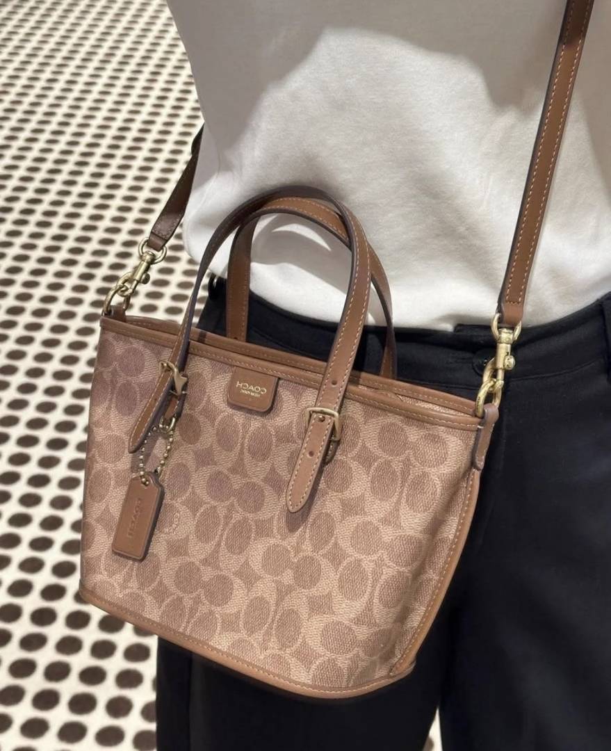 Coacch Taxi 21 Apricot Brown SmallTote With OriginalBox DustCover
