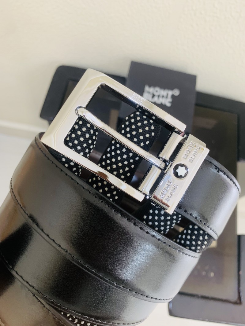 11 MONT BLANC SILVER BLACK PREMIUM QUALITY BELT WITH BOX