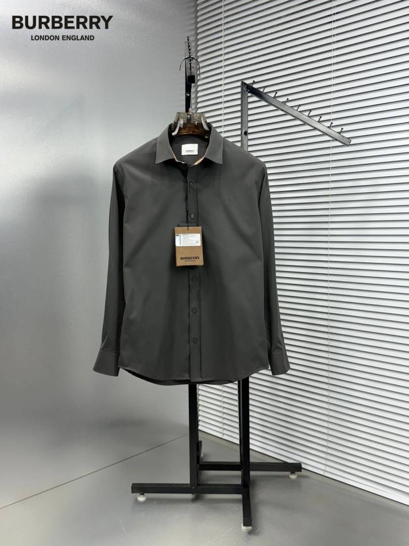 Burbery Chest Logo Full Sleeves Shirt Grey