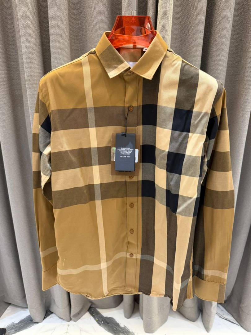 Burbery Signature Full Sleeves Shirt Light Brown