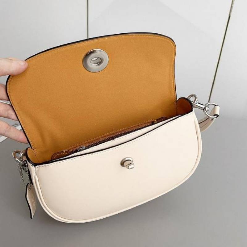 Coaach Emmy Saddle Premium Crossbody Shoulder Bag With OG Double Box & Dust Bag (White Flower - 1006)