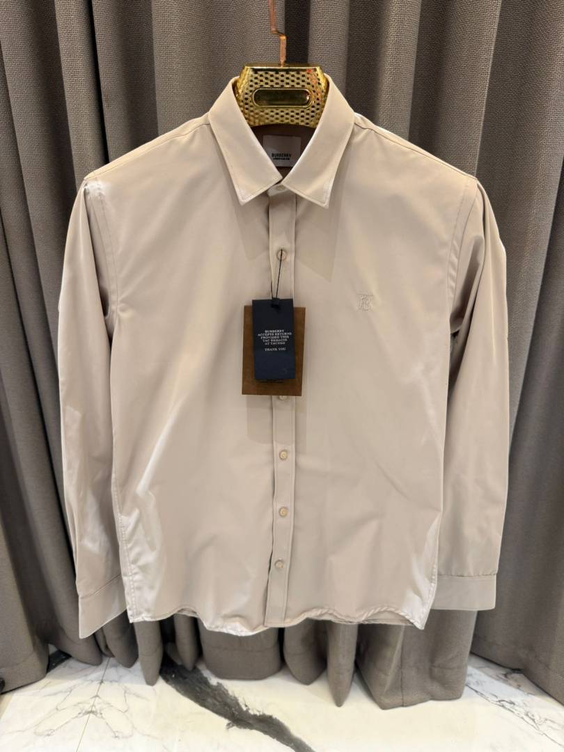 Burbery Chest Logo Full Sleeves Shirt Beige