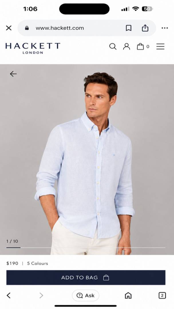 Hackett Chest Logo Full Sleeves Shirt Sky Blue