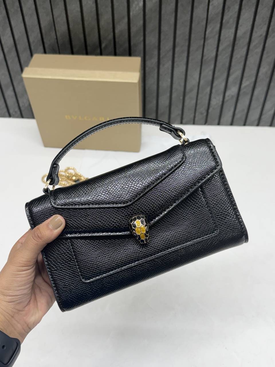 Bvlgari Serpenti Forever Phone Case Crossbody Bag With Top Handle Original Box Packing