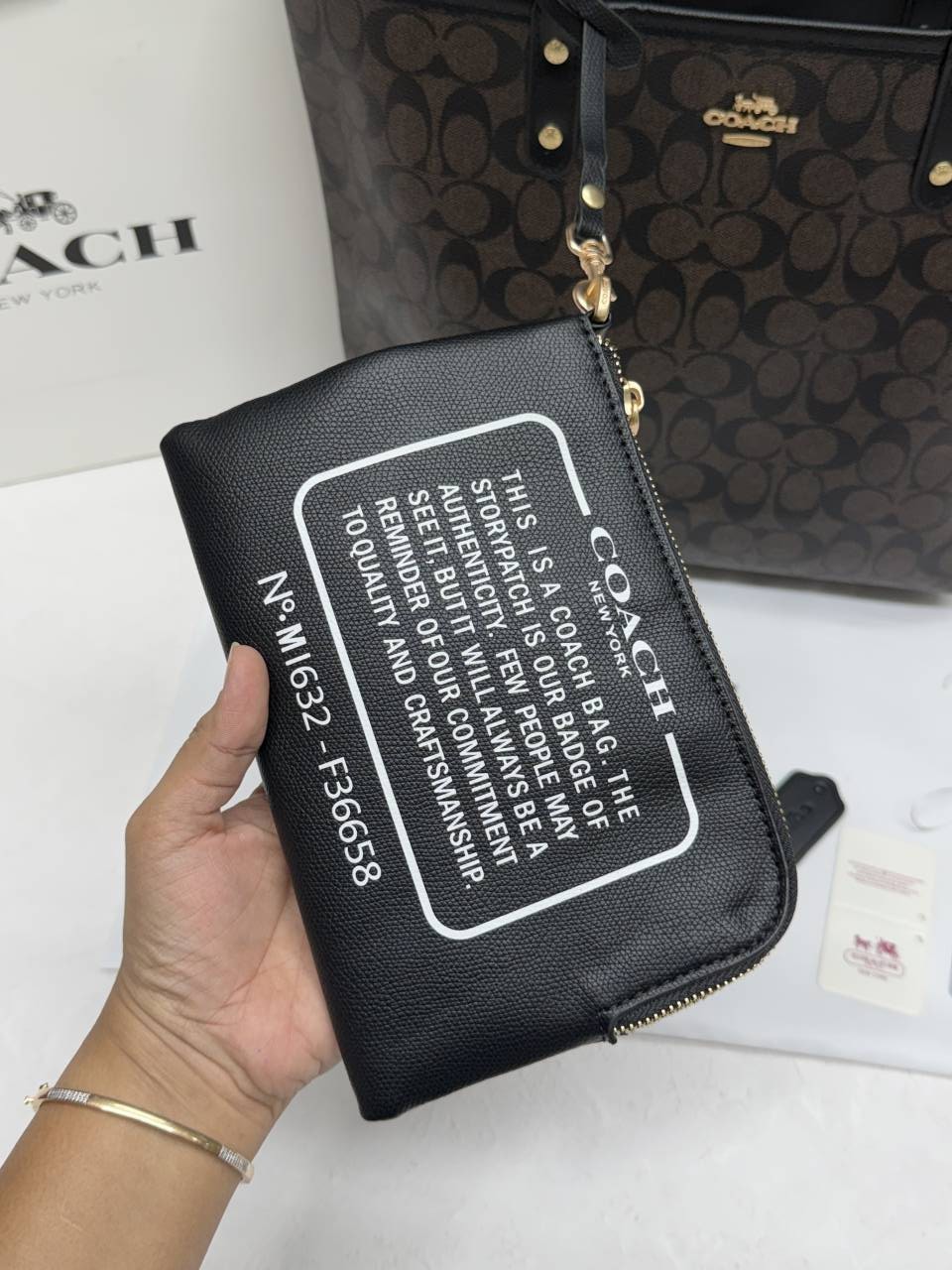 Coacch CB 03 Coffee-Black Reversible City Tote With Wallet CarryBag & Original DustCover