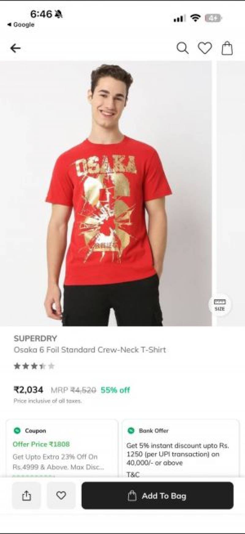 Super Dry Round Neck T-shirt Osaka Red