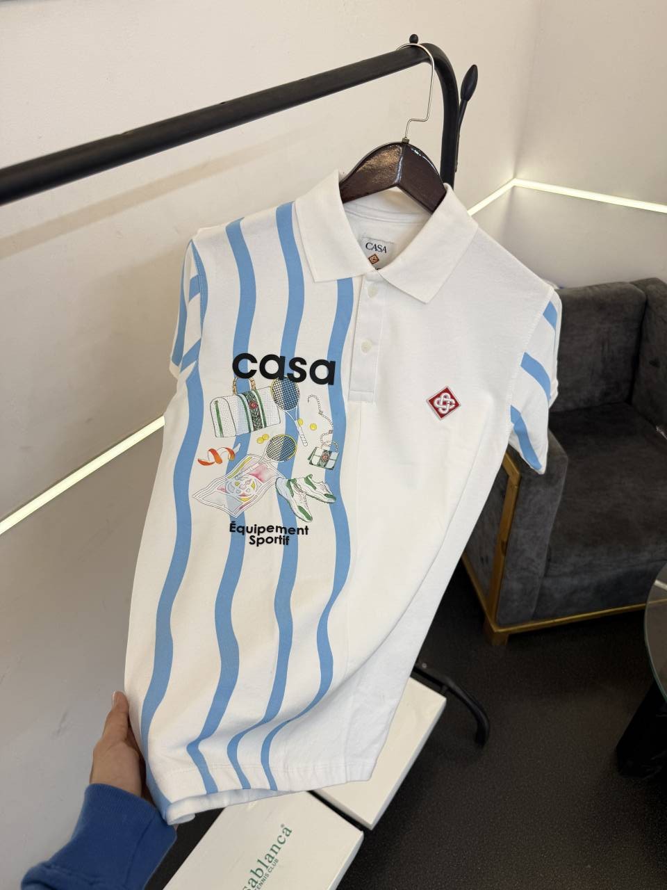 Casablanca turkey imported polo tshirt white with box