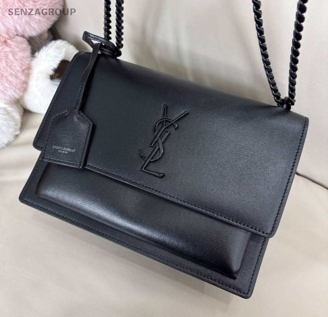 Ysl Sunset All Black 2503 Shoulder Bag With OriginalBox & DustCover