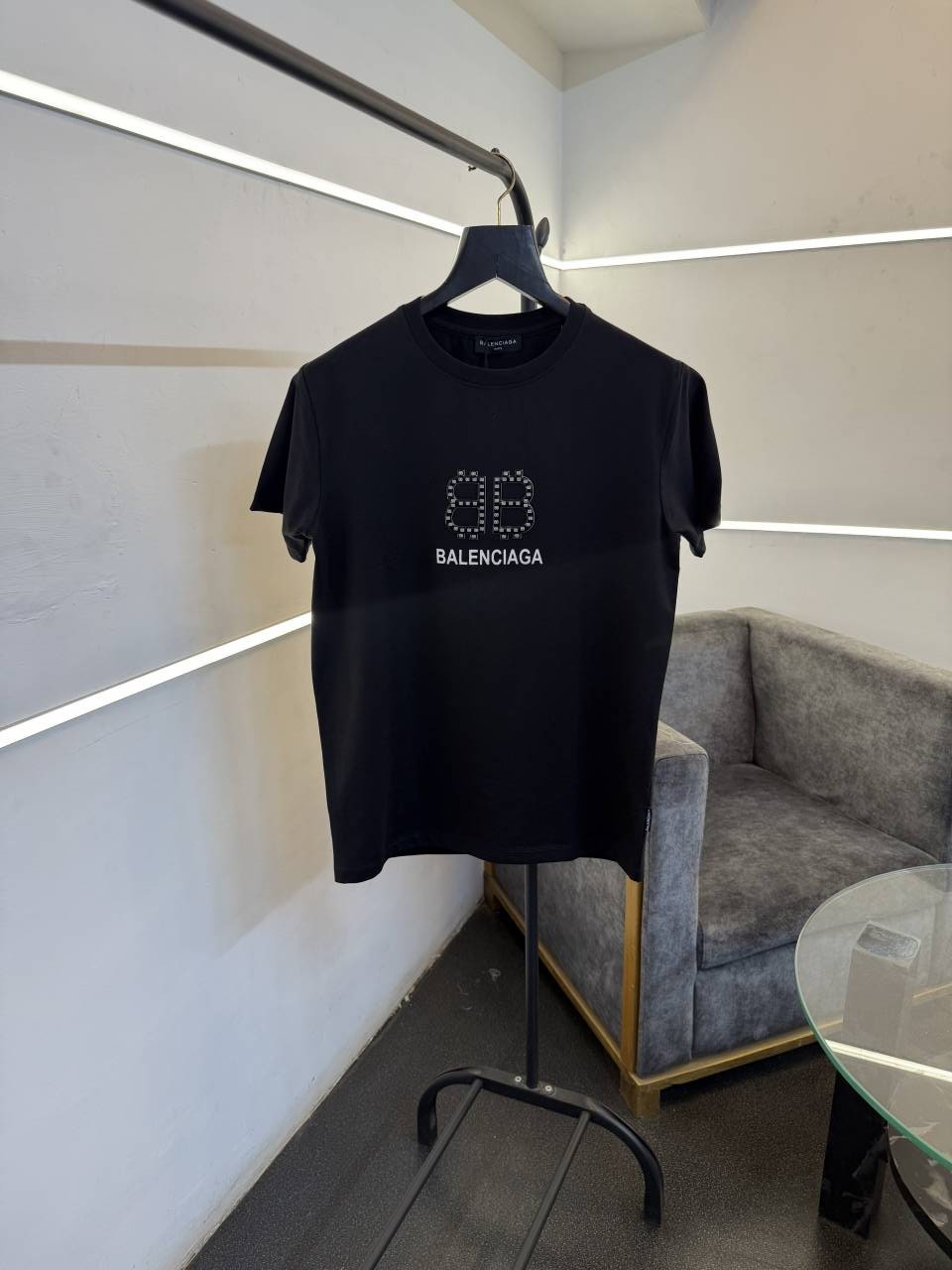 Balenciag a black front and back print turkish imported round neck tshirt sale