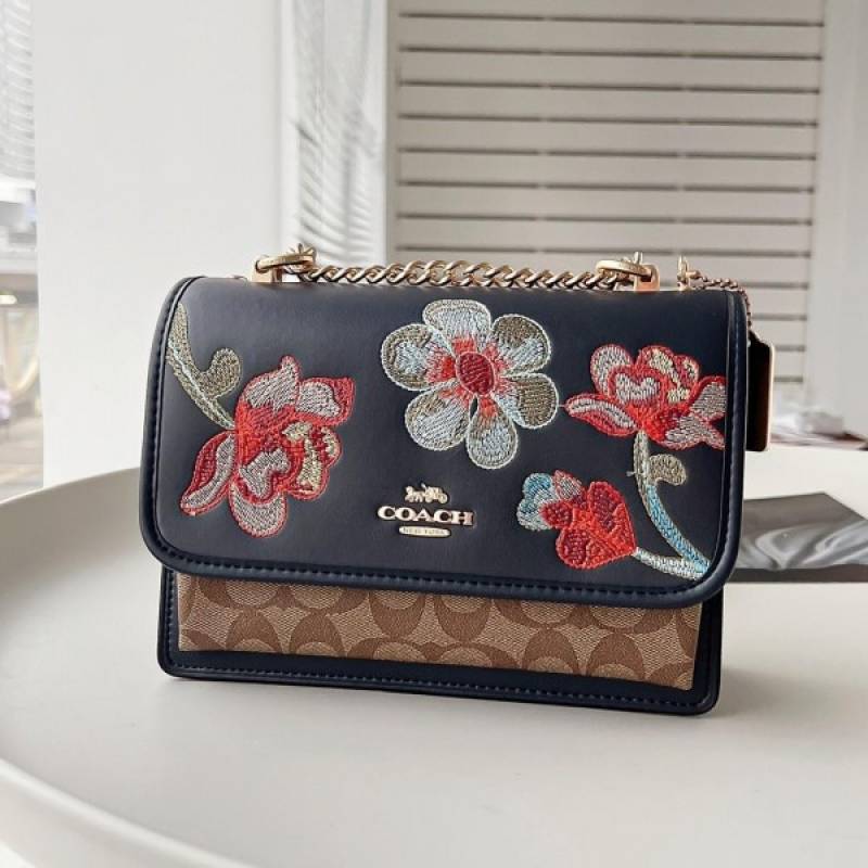 Coaach Klare Floral Signature Crossbody Bag With OG Box & Dust Bag (Floral Black - 380)