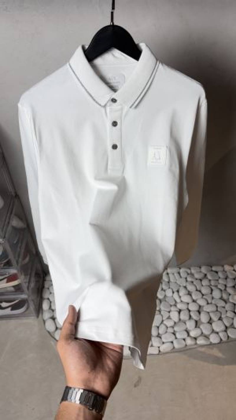 Armaan_Exchange Premium Long Sleeves Polo T Shirt White 1071. sale- offer. VS1000