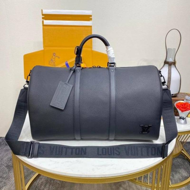 Loius686 Vuitton LV Keepall Bandoulire Premium Unisex Duffle Bag With Dust Bag & Accessories (Black - 686)