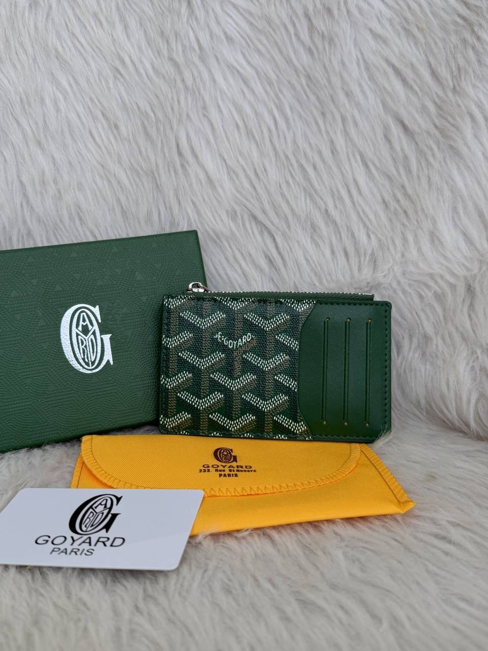 Goyarrd GO-2 Green Bourbon Zip Card Case Wallet With Original Box & DustCover
