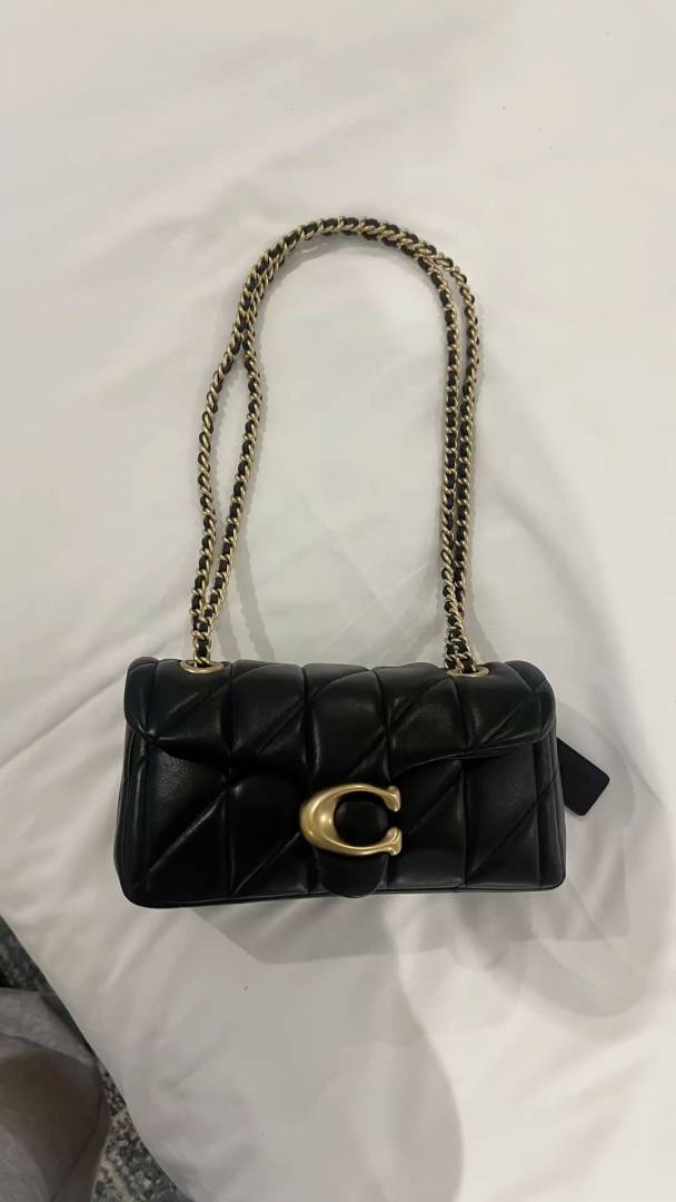 Coacch Tabby 20 Quilted Black Gold ShoulderBag With OriginalBox DustCover