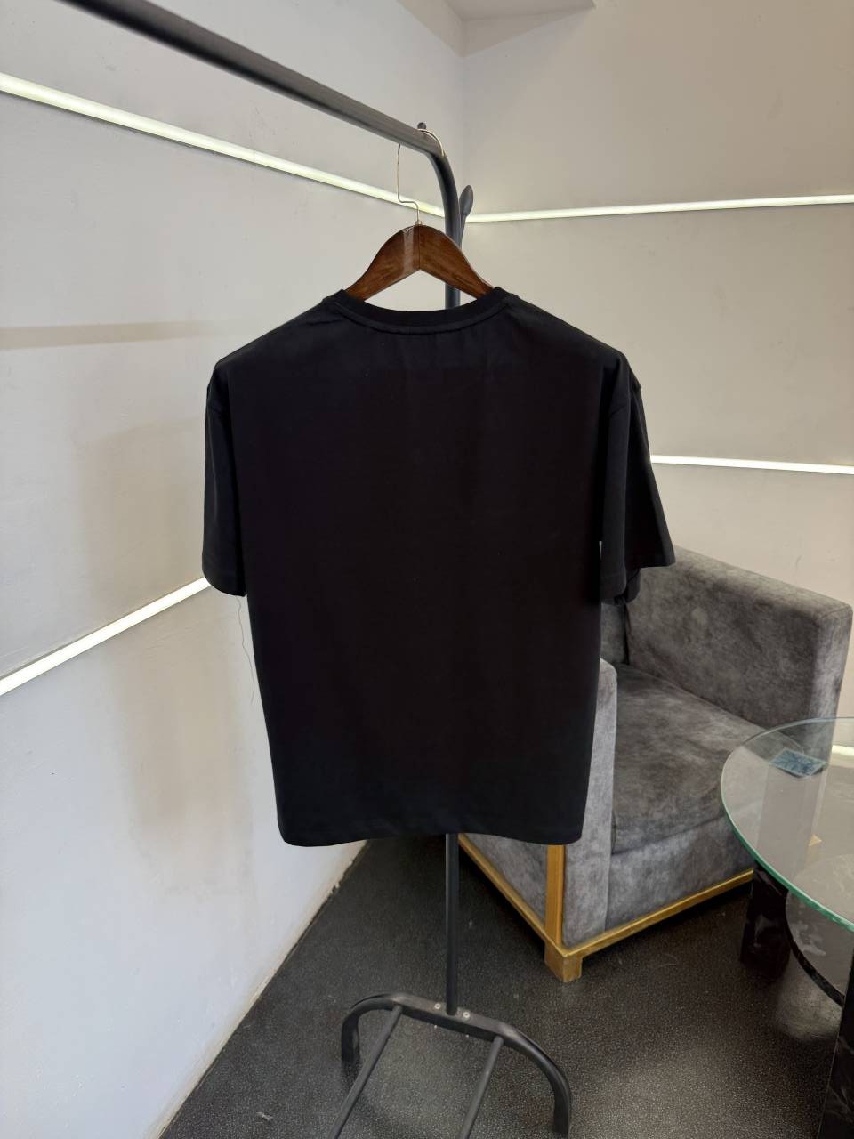 Balenciag a oversize drop shoulder imported round neck tshirt black