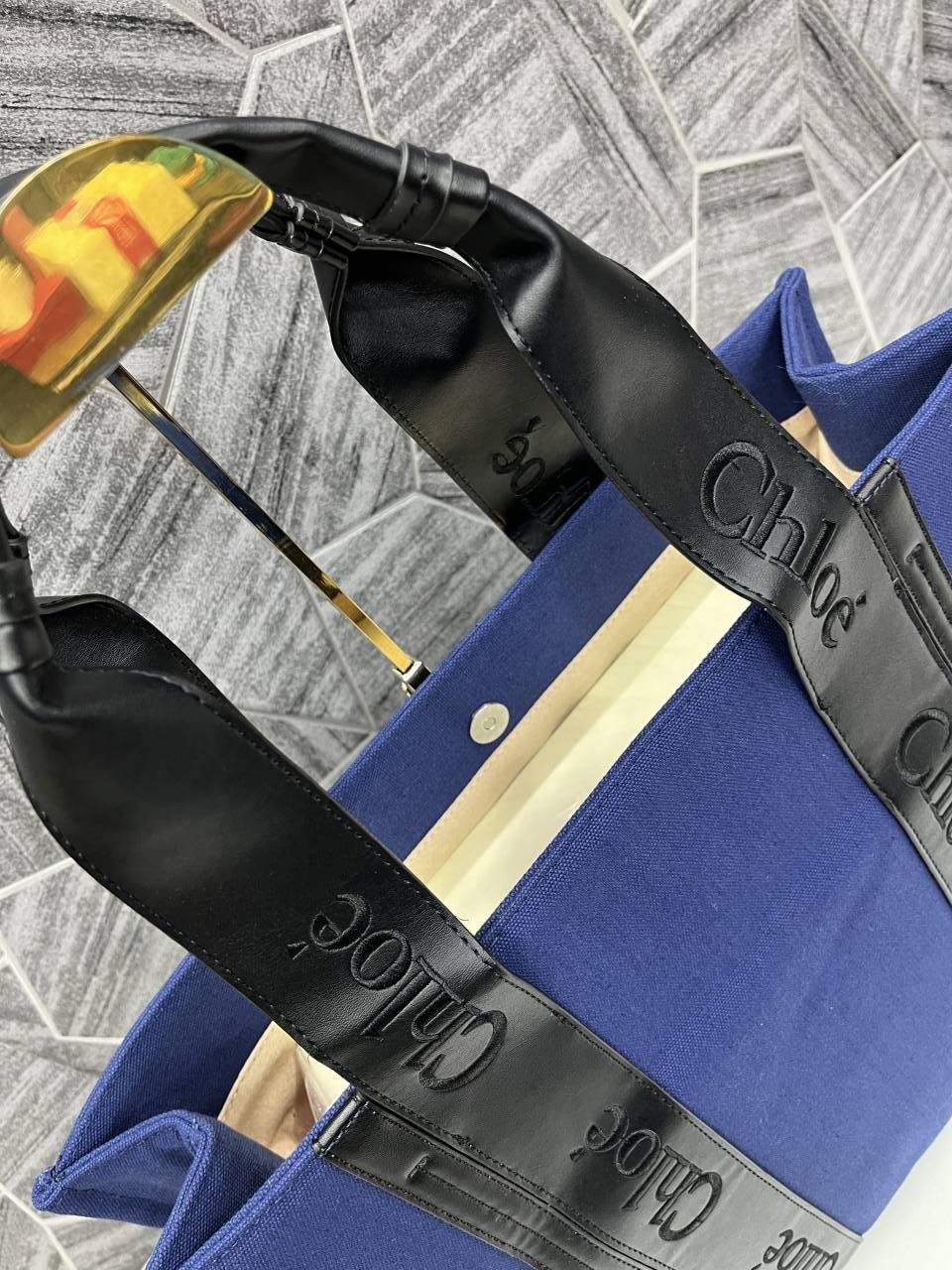 Chloe Woody Canvas Tote Bag Large With Dust Cover