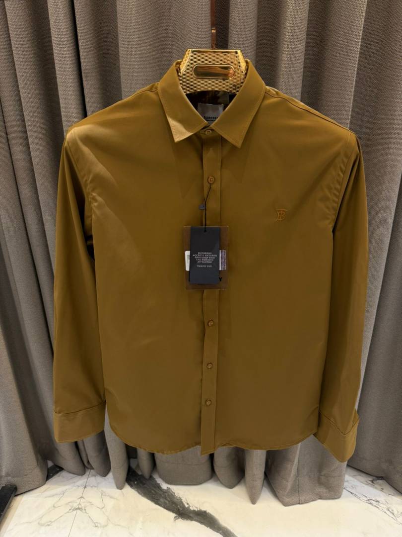 Burbery Chest Logo Full Sleeves Shirt Brown