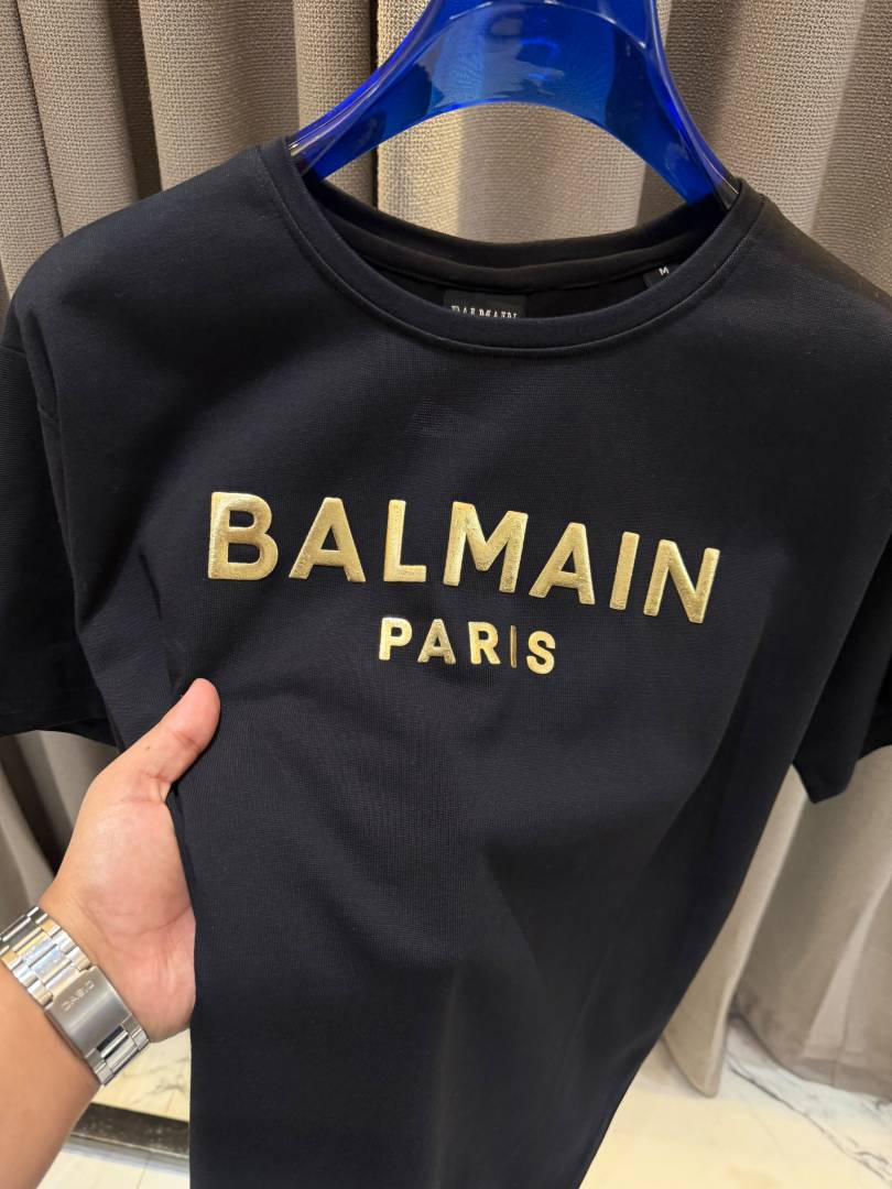 Balmai Middle Brand Print Round Neck T-shirt Black