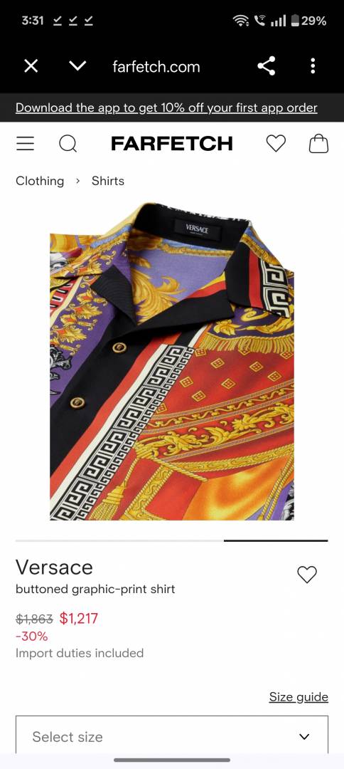 Versac-e IMPORTED STORE ARTICLE PREMIUM PRINTED SHIRT