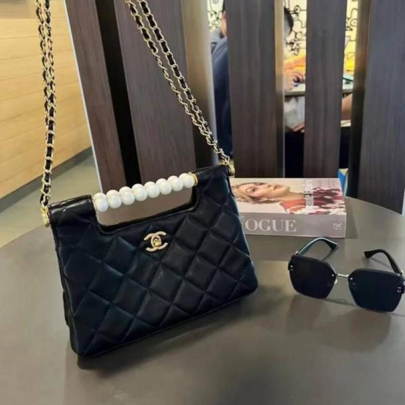Channel Pearl Classic Flap Shoulder Bag With OG Box & Dust Bag (Black - 1160)