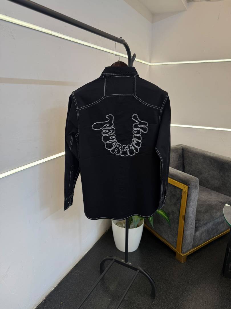 True religion black imported cargo double pocket shirt