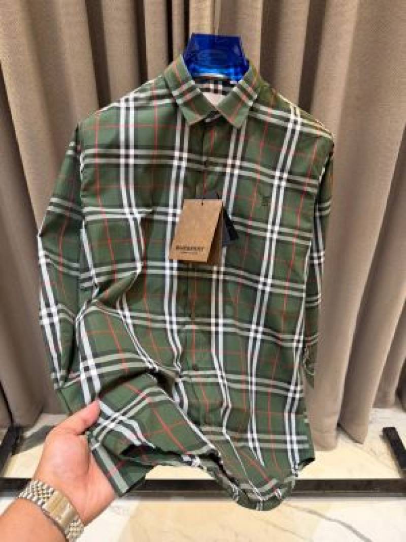 Burbery Signature Full Sleeves Shirt GreeN