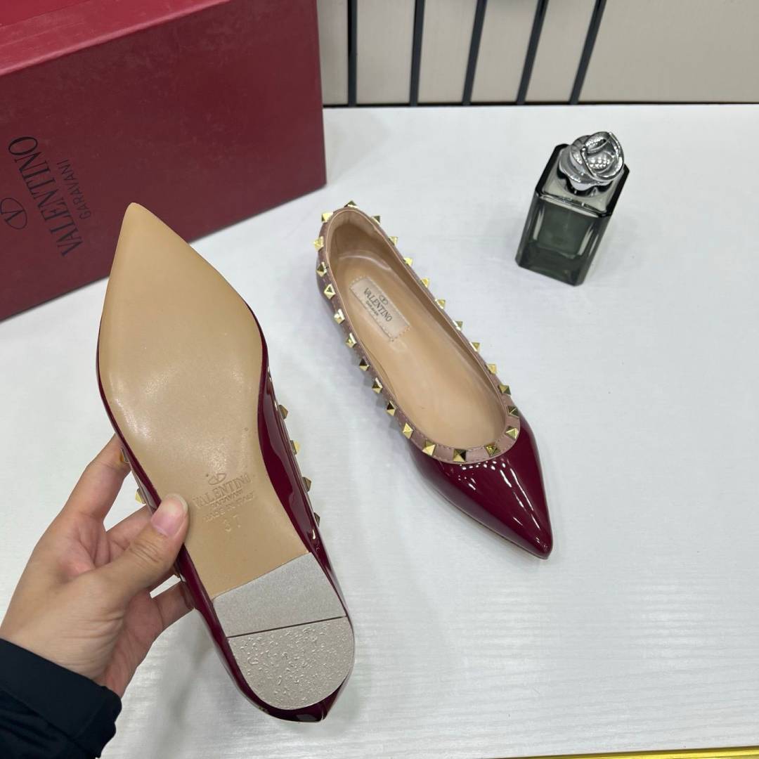 Valentyno_Rockstud_Ballet_Flat_With_OG_Box_Carry_Bag_Wine_VH588-2