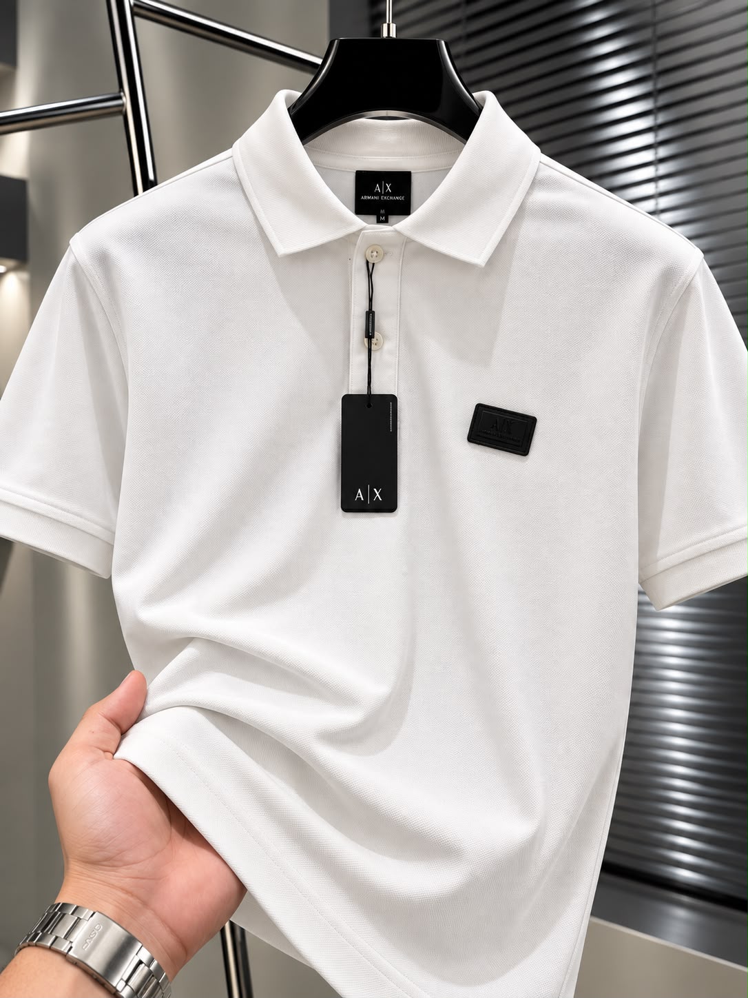 AX Chest Logo Polo T-shirt White