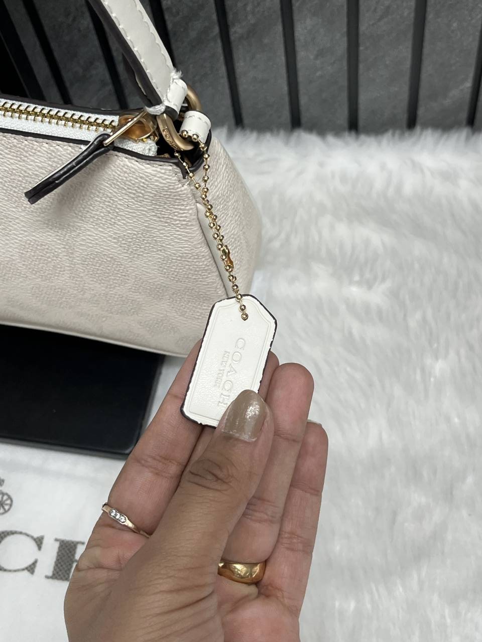 Coacch Nolita White-Mono With Original Box DustCover & Pearl charm
