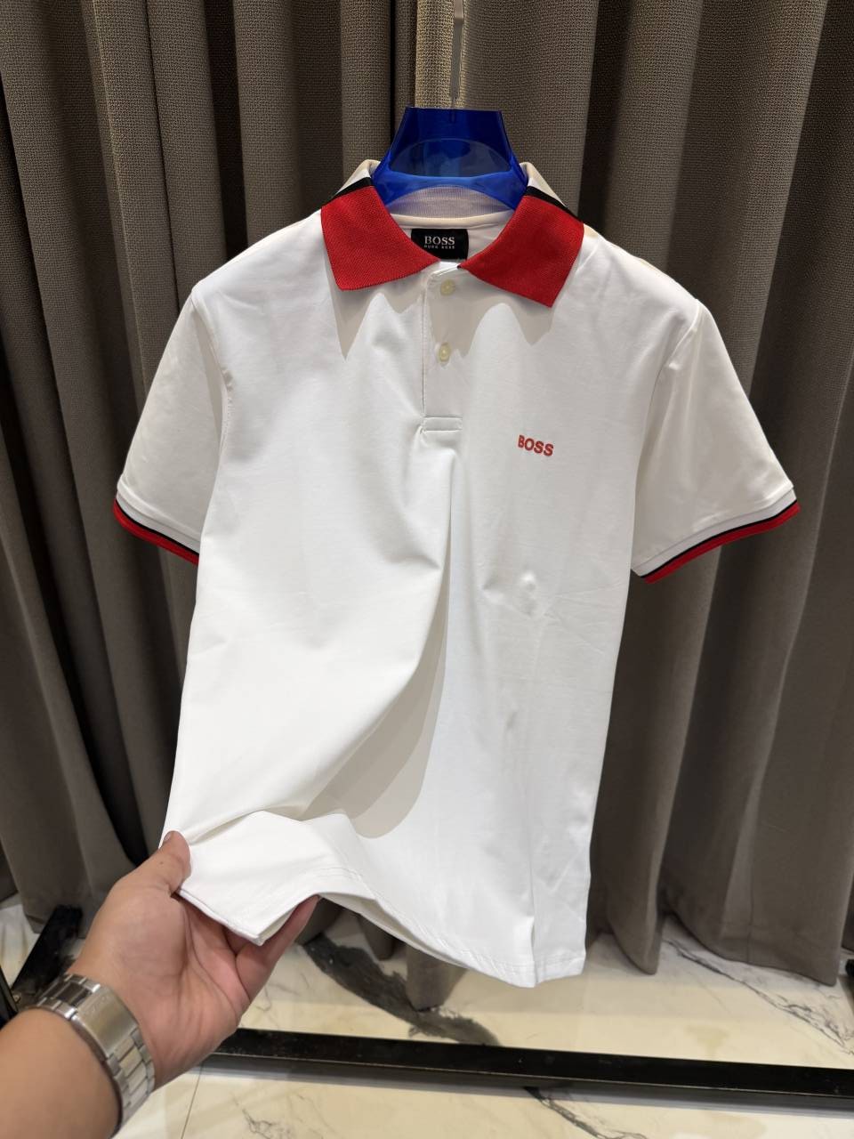 Boss Premium Polo Tshirt White Red