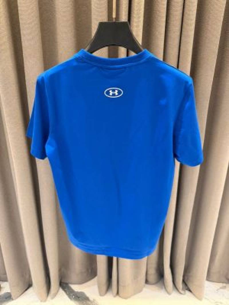 Under Armor Middle Brand Logo Round Neck T-shirt Blue