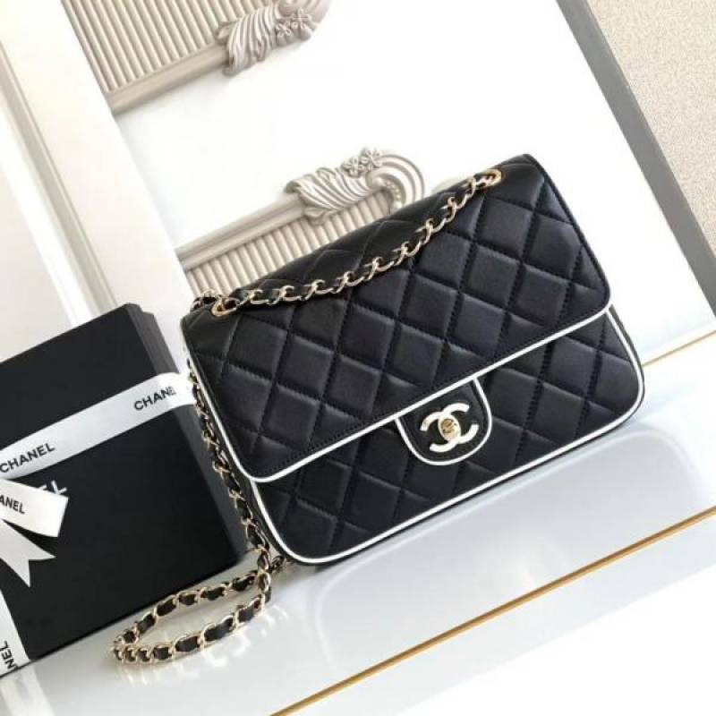 Channel Pearl Classic Panda Flap Shoulder Bag With OG Box & Dust Bag (Black - 1201)