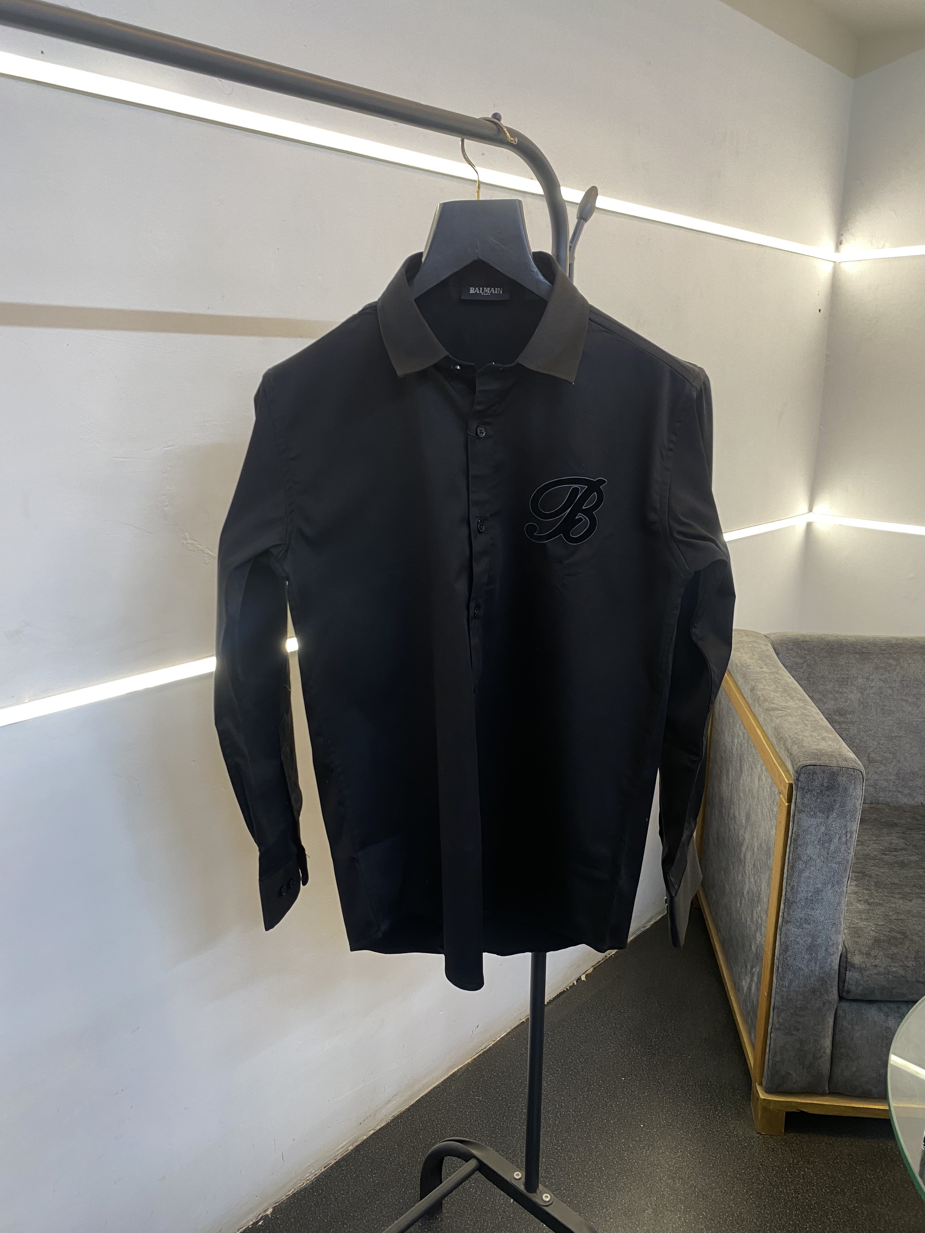 Balman velvet patch front and back logo imported box pack shirt black