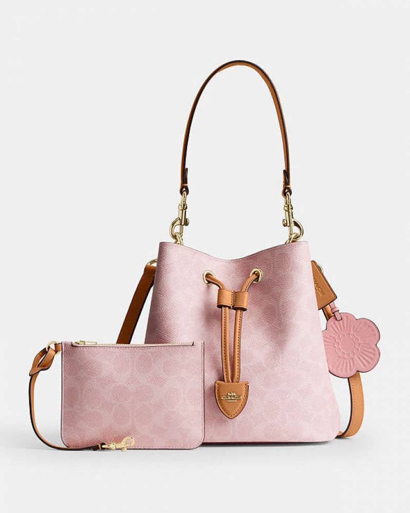 Coacch CB Rowan Bucket Bag In Signature Pink With Original Box CarryBag & DustCover