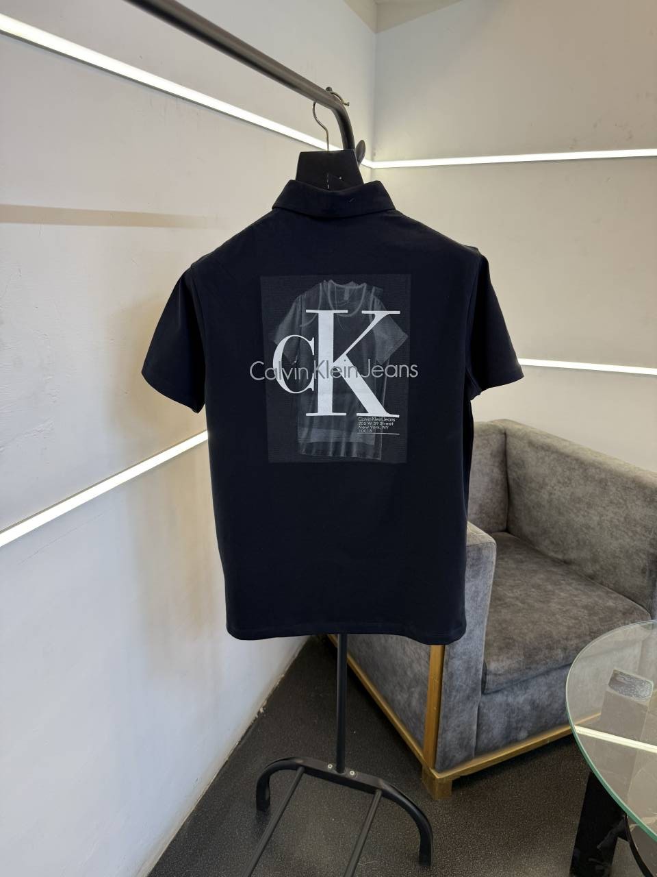 Calvin kline navy blue front and back print turkish imported polo Tshirt sale