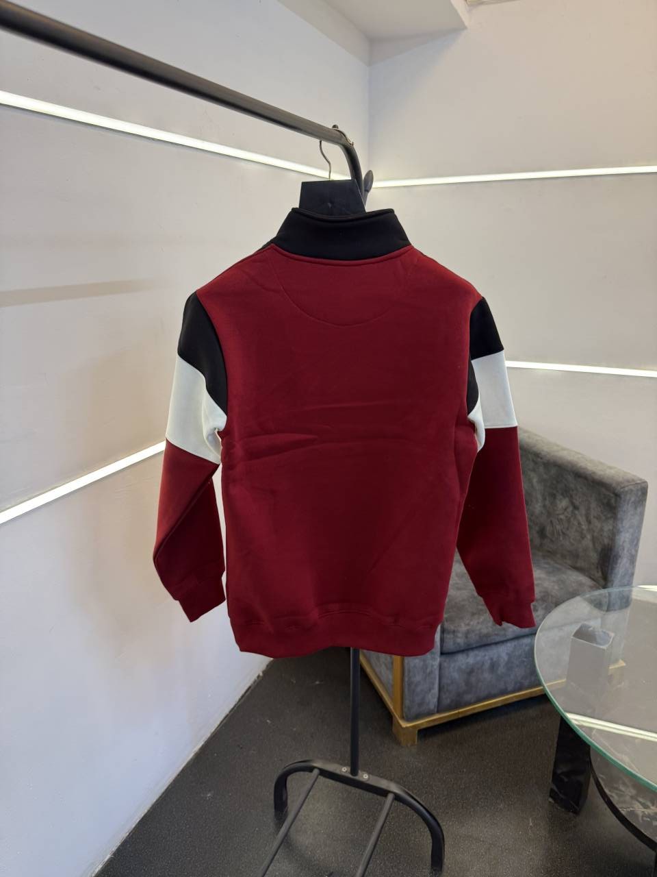 Ralf lauren imported half zip sweatshirt black red