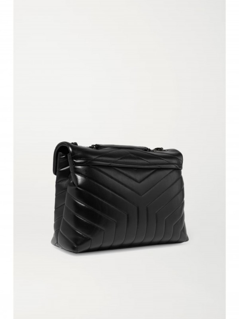 YSL Saint Laurent Loulou Shoulder Bag With OG Magnetic Box & Dust Bag (All Black - 771)