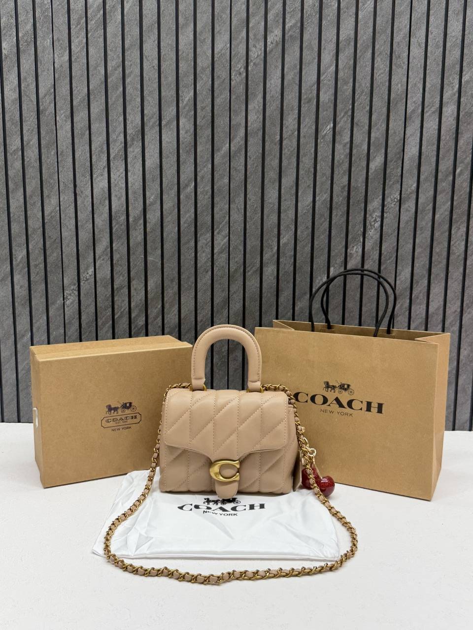 Coacch 9922 Tabby Top Handle Bag With Cherry Charm Original Box DustCover & CarryBag