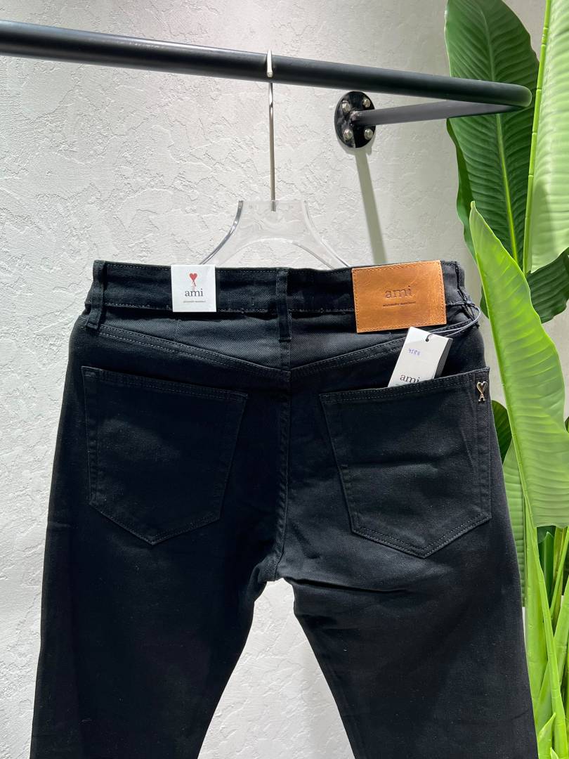 Ami Black Straight Fit Premium Imported Fabric Denim with Back pocket Metal Logo Design 4588
