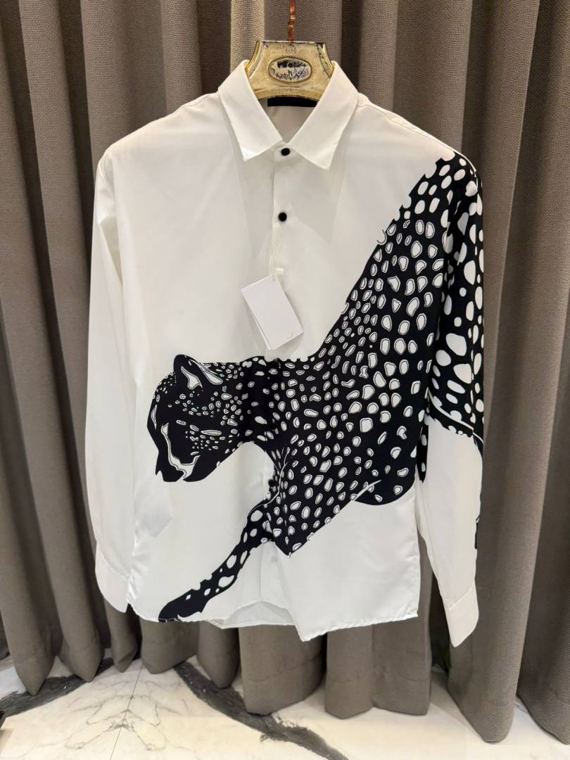 Balman Cheetah Print Full Sleeves Shirt White
