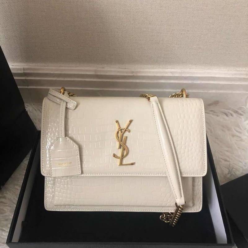 Ysl sunset Crocodile Skin 2504 Shoulder Bag With Original Box & DustCover