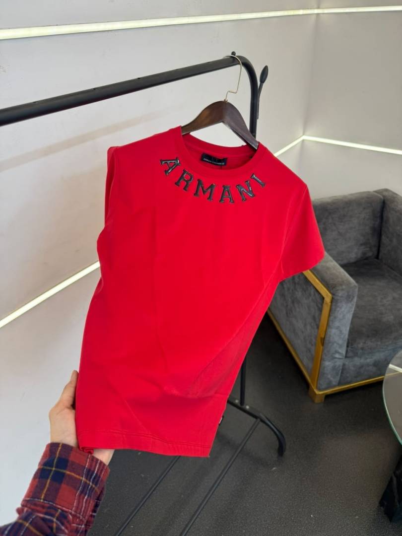 Armmani red Imported Round Neck Tshirt