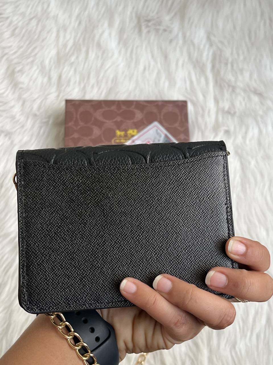 Coach 122 Black ChainOnWallet With OriginalBox DustCover BrandCard - Image 3