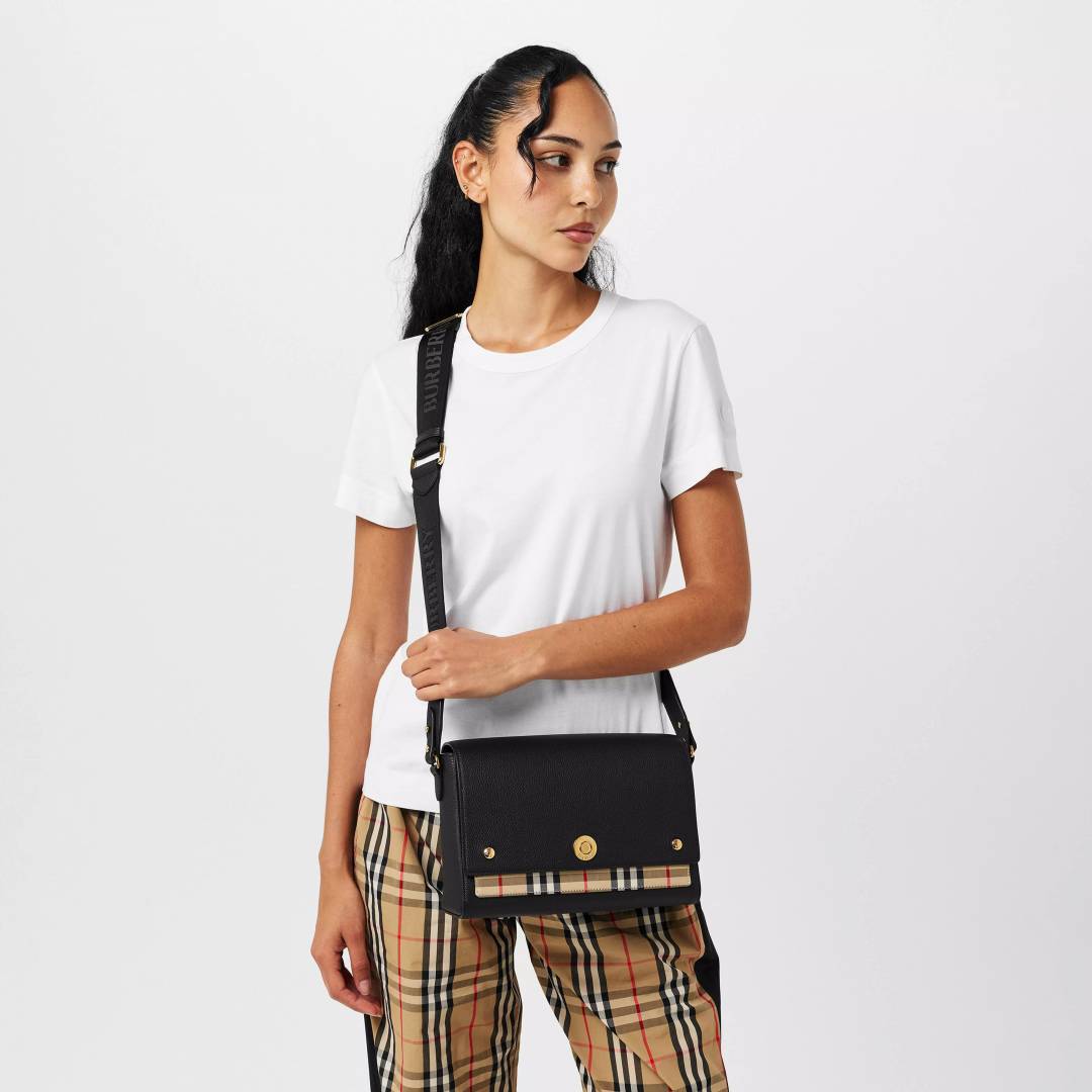 Burbberry Note Premium Signature Shoulder Bag With OG Box & Dust Bag (Black - 1184)